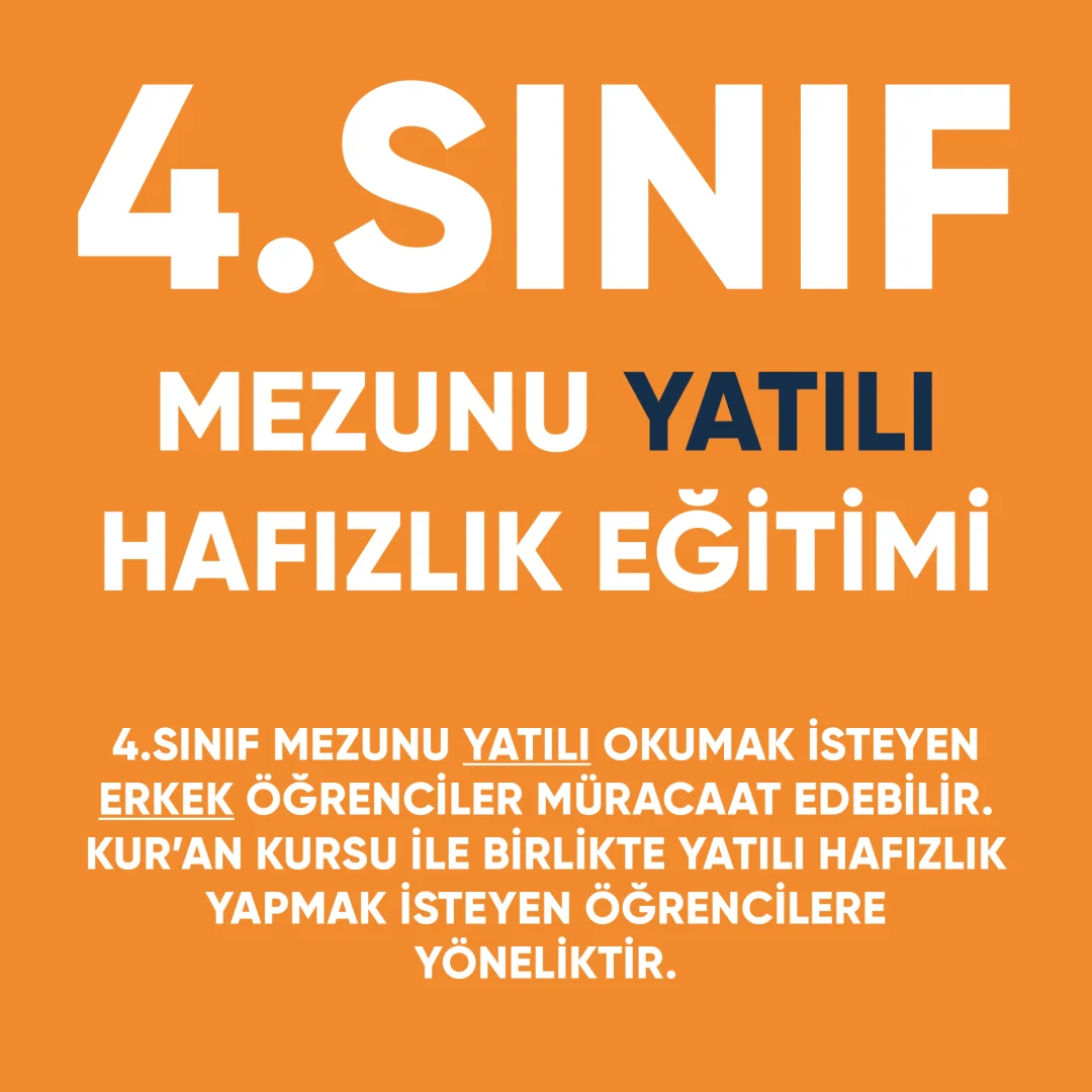 4. Sınıf Yatılı Hafızlık
